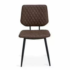 Dunelm Austin Set Of 2 Faux Leather Brown Dining Chairs -dining room furniture Shop 1000147446 alt01