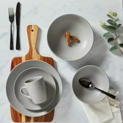 Dunelm Stoneware Grey Matte 12 Piece Dinner Set 7 Dunelm Stoneware Grey Matte 12 Piece Dinner Set -dining room furniture Shop 1000150784 alt02