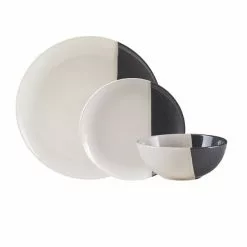 Dunelm Elements Dipped Charcoal 12 Piece Dinner Set -dining room furniture Shop 1000157175 alt02