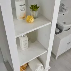 Lloyd Pascal Marble Effect Tall Cabinet -dining room furniture Shop 1000160242 alt04