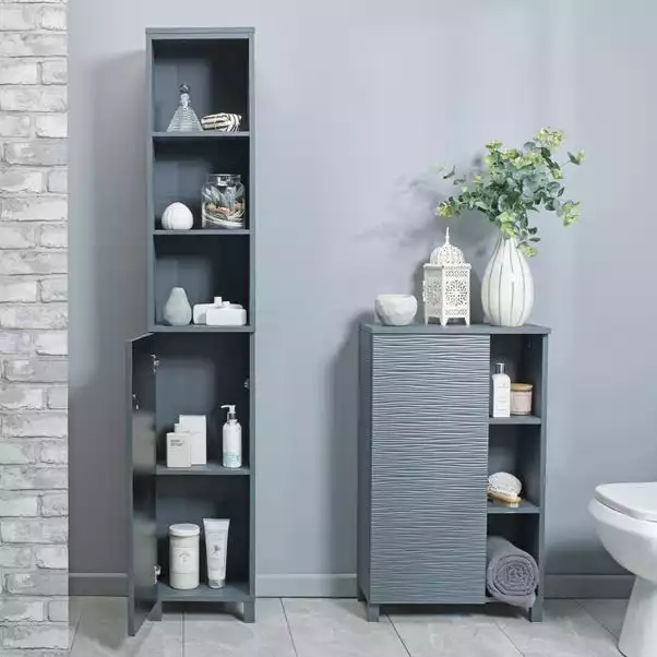 Lloyd Pascal Grey Wave Tall Cabinet 7 Lloyd Pascal Grey Wave Tall Cabinet - Image 5