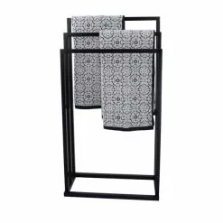 Lloyd Pascal Black 3 Rail Free Standing Towel Holder 8 Lloyd Pascal Black 3 Rail Free Standing Towel Holder -dining room furniture Shop 1000161863 alt02