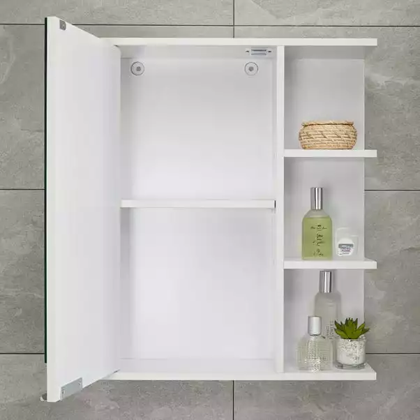 Lloyd Pascal Jaxon White Single Door Wall Cabinet With Open Shelves 5 Lloyd Pascal Jaxon White Single Door Wall Cabinet With Open Shelves - Image 3