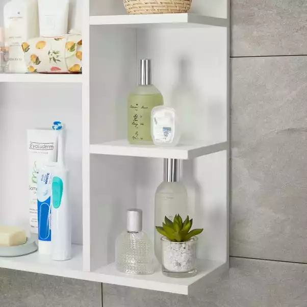 Lloyd Pascal Jaxon White Single Door Wall Cabinet With Open Shelves 6 Lloyd Pascal Jaxon White Single Door Wall Cabinet With Open Shelves - Image 4