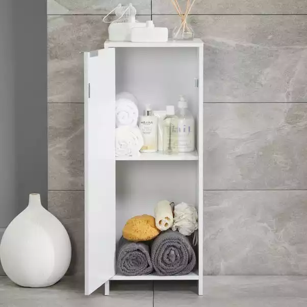 Lloyd Pascal Jaxon White Single Door Floor Cabinet With Adjustable Shelf 4 Lloyd Pascal Jaxon White Single Door Floor Cabinet With Adjustable Shelf - Image 2