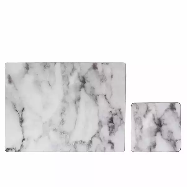 Dunelm Set Of 4 White Marble Effect Placemats & Coasters 3 Dunelm Set Of 4 White Marble Effect Placemats & Coasters