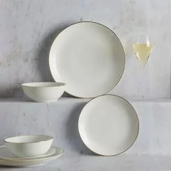 Dunelm Gold Band 12 Piece Dinner Set