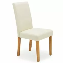 Dunelm Hugo Set Of 2 Faux Leather Cream Dining Chairs -dining room furniture Shop 30662752 alt02