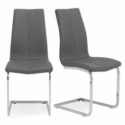 Dunelm Jamison Set Of 2 Faux Leather Grey Dining Chairs -dining room furniture Shop 30668447 alt01
