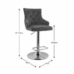 Dunelm Selena Distressed Velvet Bar Stool -dining room furniture Shop 30685461 alt09