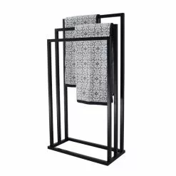 Lloyd Pascal Black 3 Rail Free Standing Towel Holder