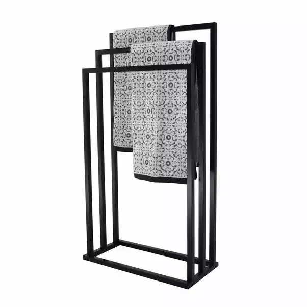 Lloyd Pascal Black 3 Rail Free Standing Towel Holder 3 Lloyd Pascal Black 3 Rail Free Standing Towel Holder