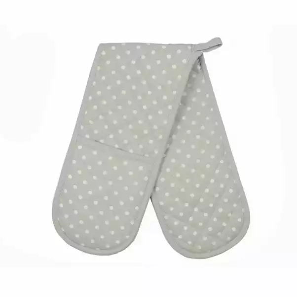 Dunelm Grey Dottie Double Oven Gloves 3 Dunelm Grey Dottie Double Oven Gloves