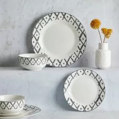 Dunelm Ikat 12 Piece Dinner Set
