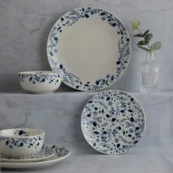 Dunelm Indigo Meadow 12 Piece Dinner Set