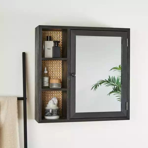 Dunelm French Cane Black Mirror Cabinet 3 Dunelm French Cane Black Mirror Cabinet
