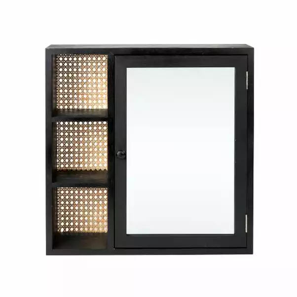 Dunelm French Cane Black Mirror Cabinet 4 Dunelm French Cane Black Mirror Cabinet - Image 2