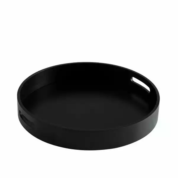 Dunelm Wooden Round Black Tray With Handles 4 Dunelm Wooden Round Black Tray With Handles - Image 2