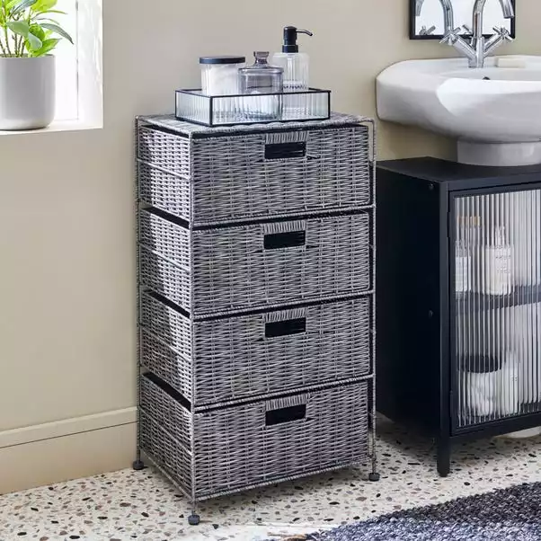 Dunelm Recycled Plastic Grey Rattan Drawer Tower 3 Dunelm Recycled Plastic Grey Rattan Drawer Tower