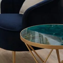 Dunelm Zoey Green Marble Effect Side Table -dining room furniture Shop 30762776 alt01