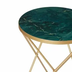 Dunelm Zoey Green Marble Effect Side Table -dining room furniture Shop 30762776 alt03