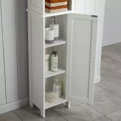 Dunelm Rimini White Tall Cabinet -dining room furniture Shop 30765735 alt03