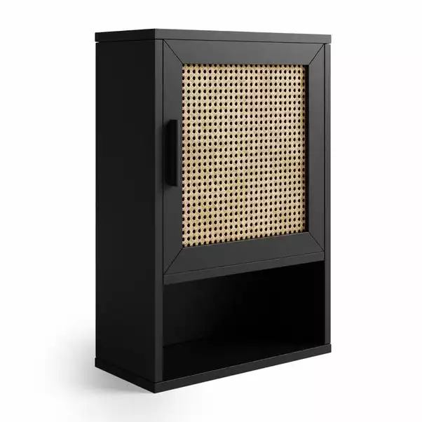 Dunelm Winslow Wall Cabinet Black Rattan 4 Dunelm Winslow Wall Cabinet Black Rattan - Image 2
