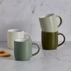 Dunelm Set Of 4 Green Mugs