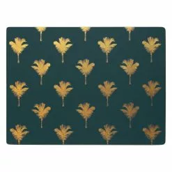 Dunelm Set Of 4 Luxe Palm Metallic Corkback Placemats