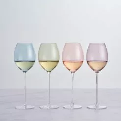 Dunelm Set Of 4 Pastel Wine Glasses
