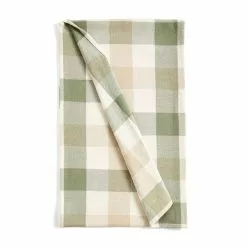 Dunelm Large Sage Woven Check Table Runner -dining room furniture Shop 30800396 alt02