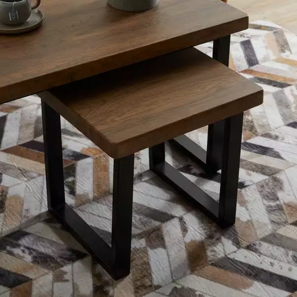 Dunelm Freddie Rustic Wood Effect Nest Coffee Table 4 Dunelm Freddie Rustic Wood Effect Nest Coffee Table - Image 2