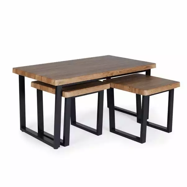 Dunelm Freddie Rustic Wood Effect Nest Coffee Table 6 Dunelm Freddie Rustic Wood Effect Nest Coffee Table - Image 4