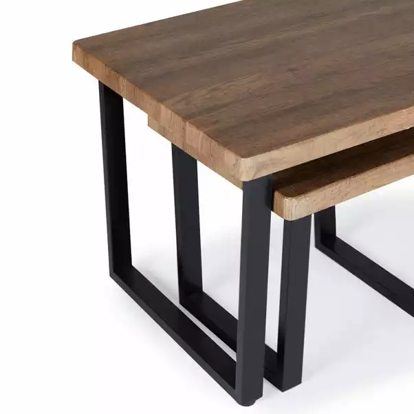 Dunelm Freddie Rustic Wood Effect Nest Coffee Table 8 Dunelm Freddie Rustic Wood Effect Nest Coffee Table - Image 6