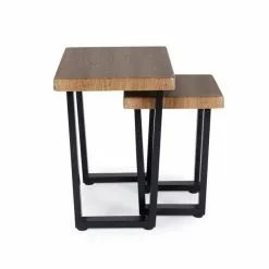 Dunelm Freddie Rustic Wood Effect Nest Of Tables -dining room furniture Shop 30809247 alt02